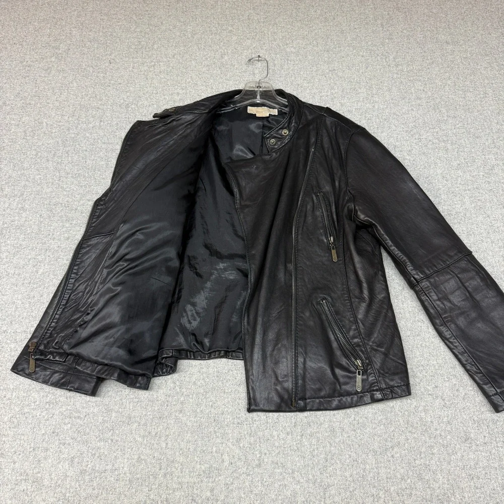 Michael Michael Kors Leather Moto Jacket XL Black Asymmetrical Zip Biker Coat